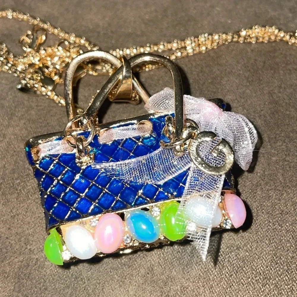 Betsy Johnson 3D egg opal blue purse
